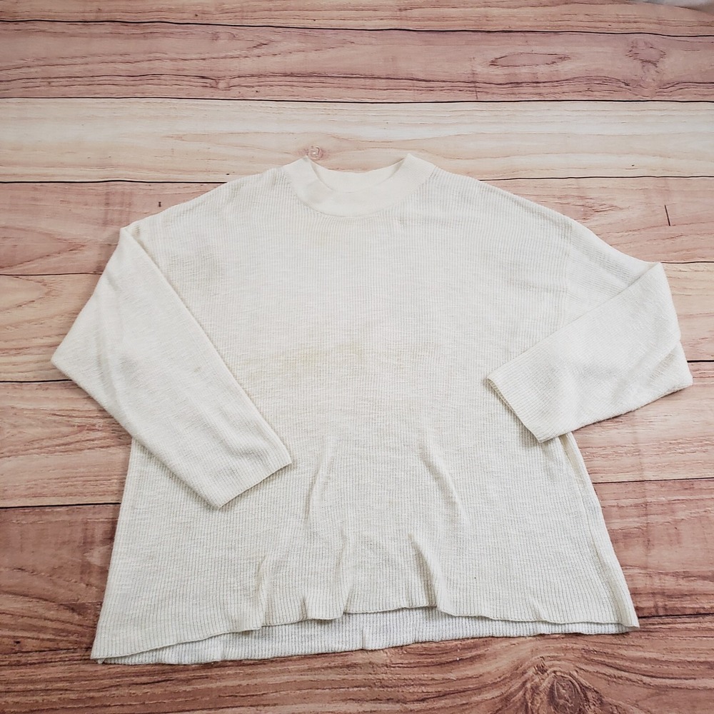 Free People Sweater Womens Extra Small Beige Outdoor Knit Boho Casual Ladies *